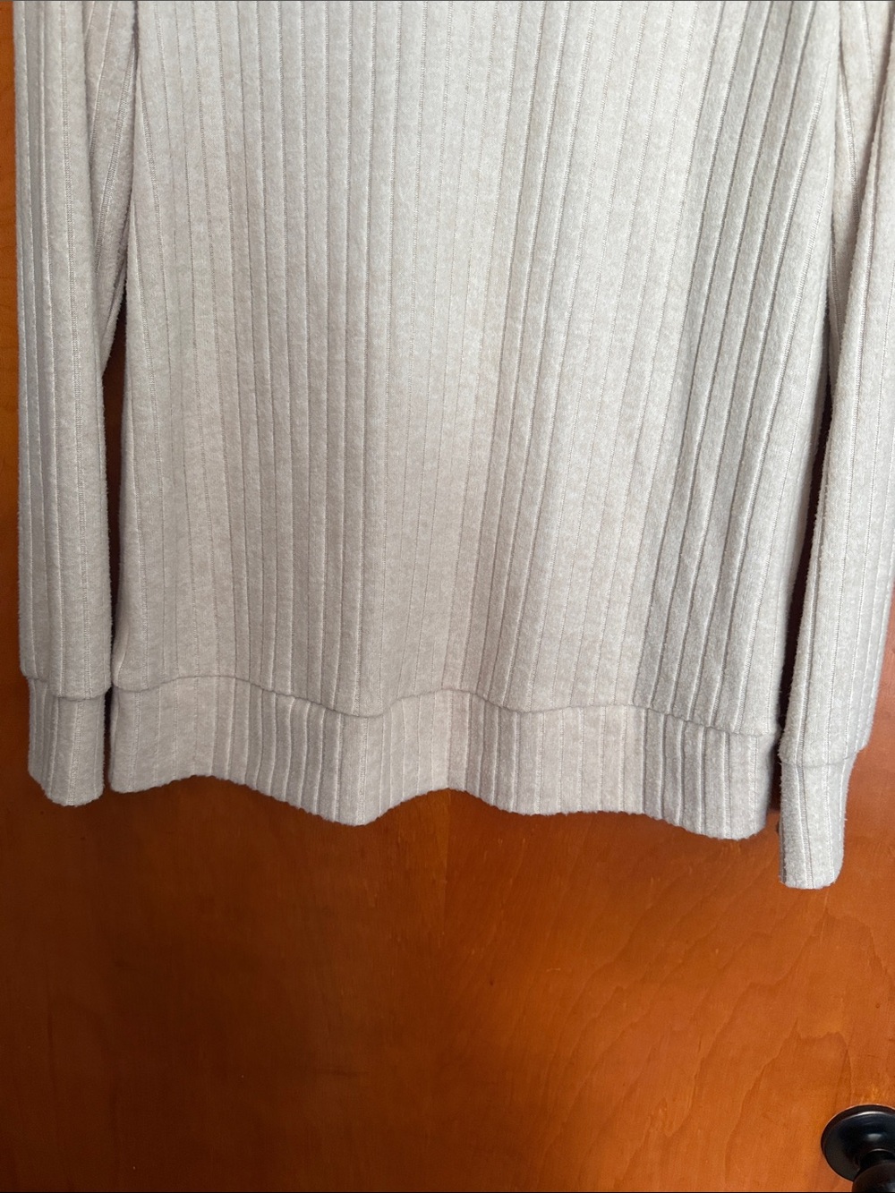 Cream Ribbed V-Neck Sweater - Picture 5 of 6